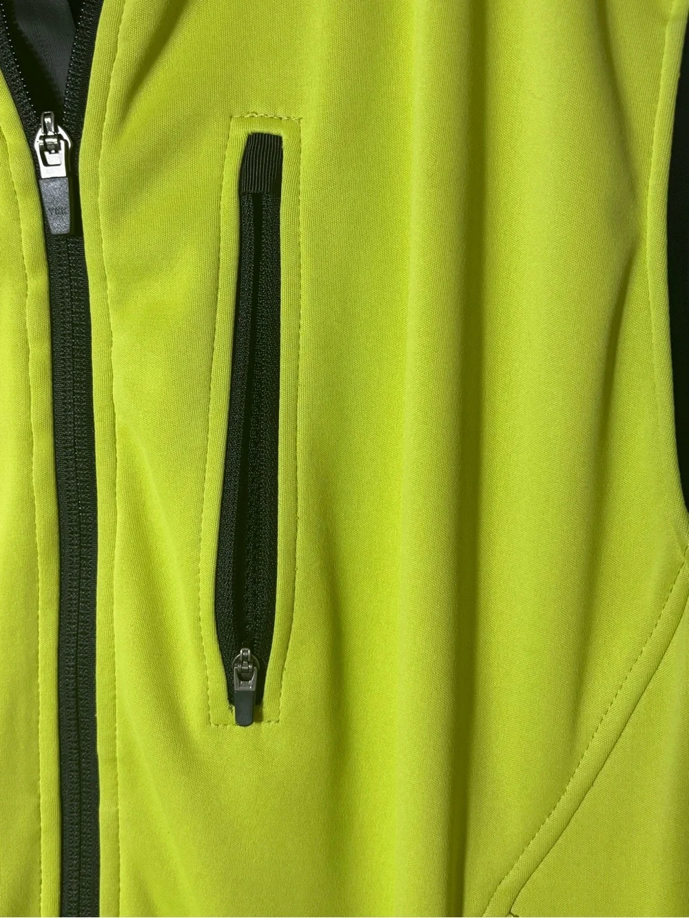 Zero Restriction Mens Golf Vest Lime Green Black Full Zip Softshell Size Large